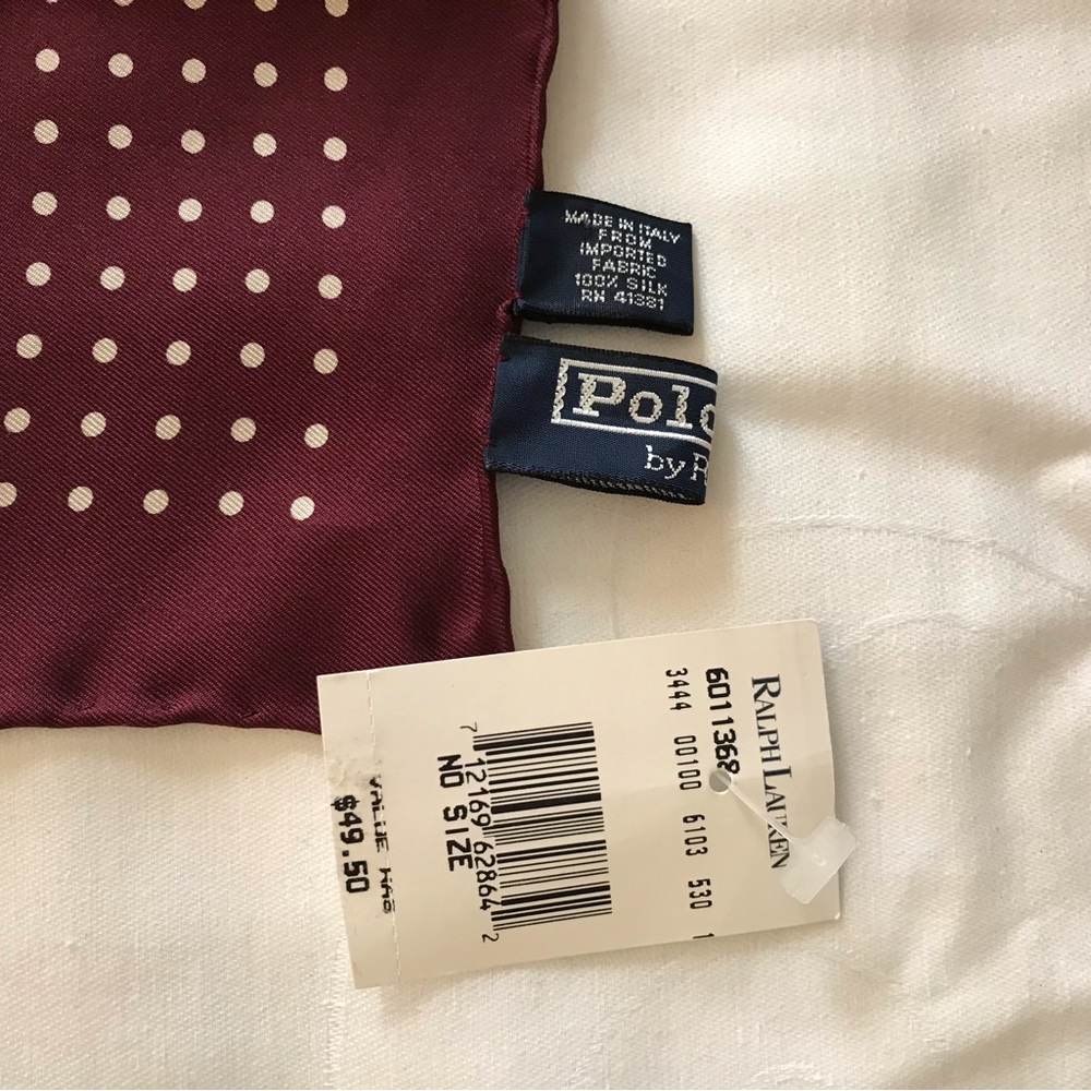 Polo Ralph Lauren Mens Burgundy handkerchief 100% Silk